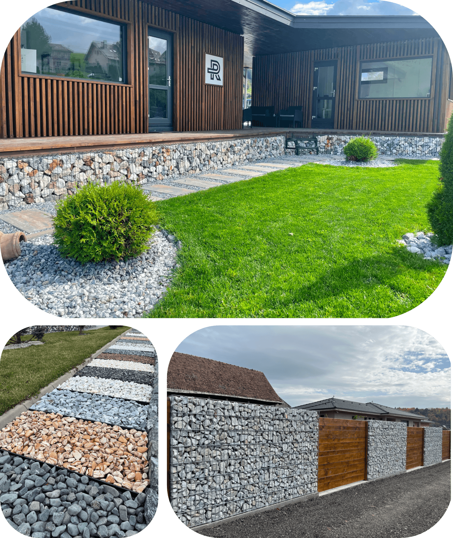 Amenajari cu piatra concasata si garduri gabion